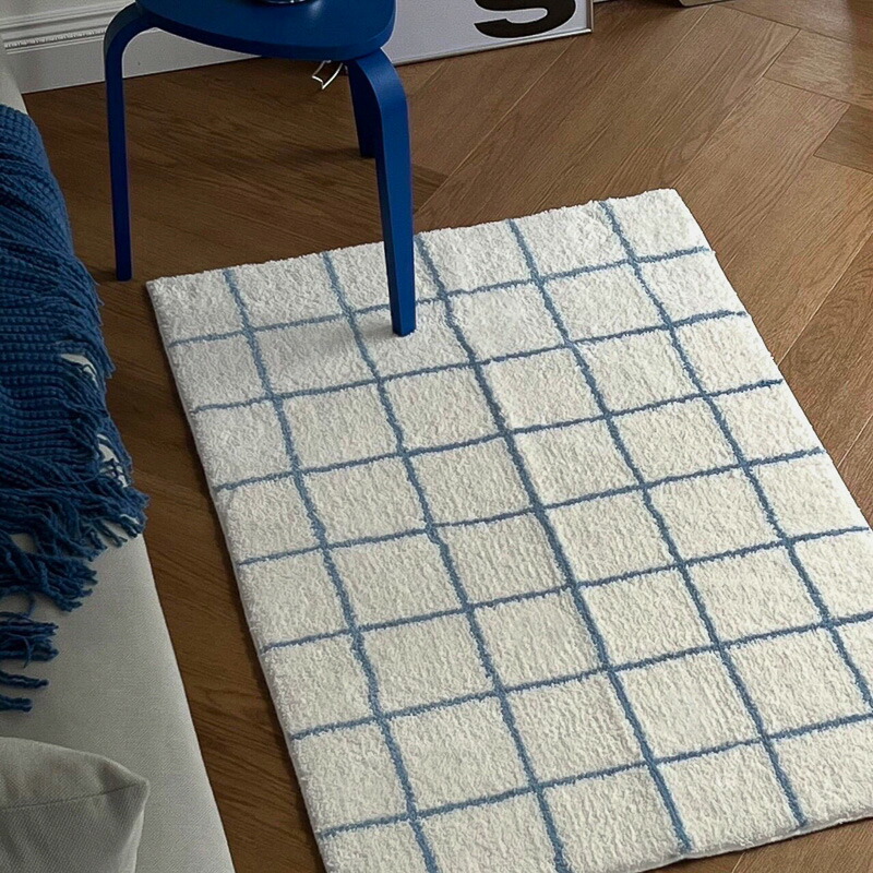 楽天市場】ブルー グラフチェック ラグ 80×120cm【ART OF BLACK