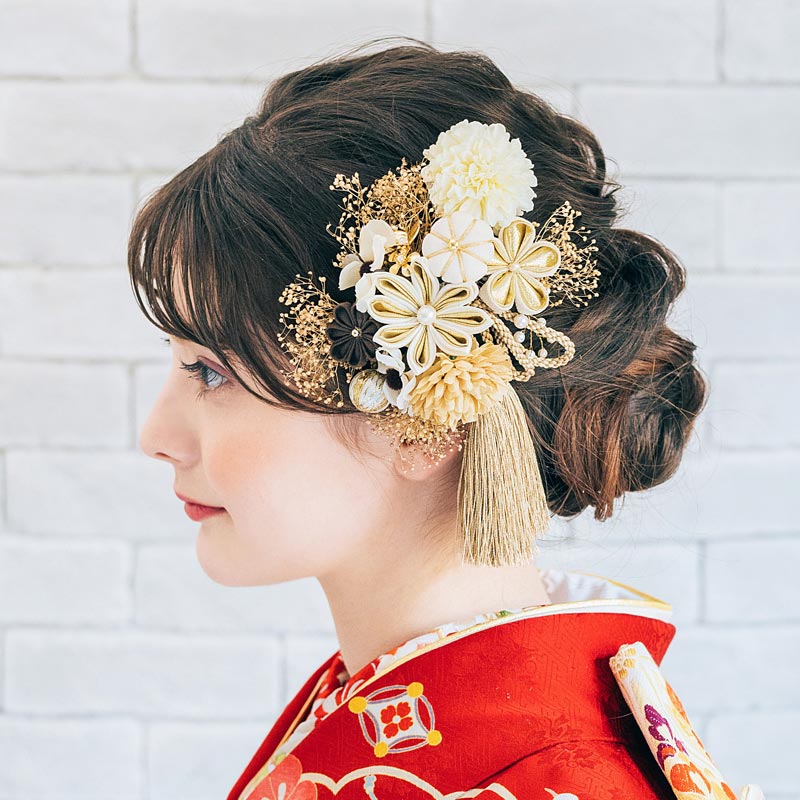 楽天市場】髪飾り 成人式 振袖 ドライフラワーレディース くすみカラー