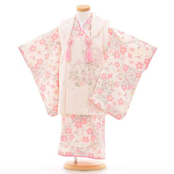 楽天市場】七五三 着物 3歳 女の子 レンタル 03127 白×ピンク花 3歳