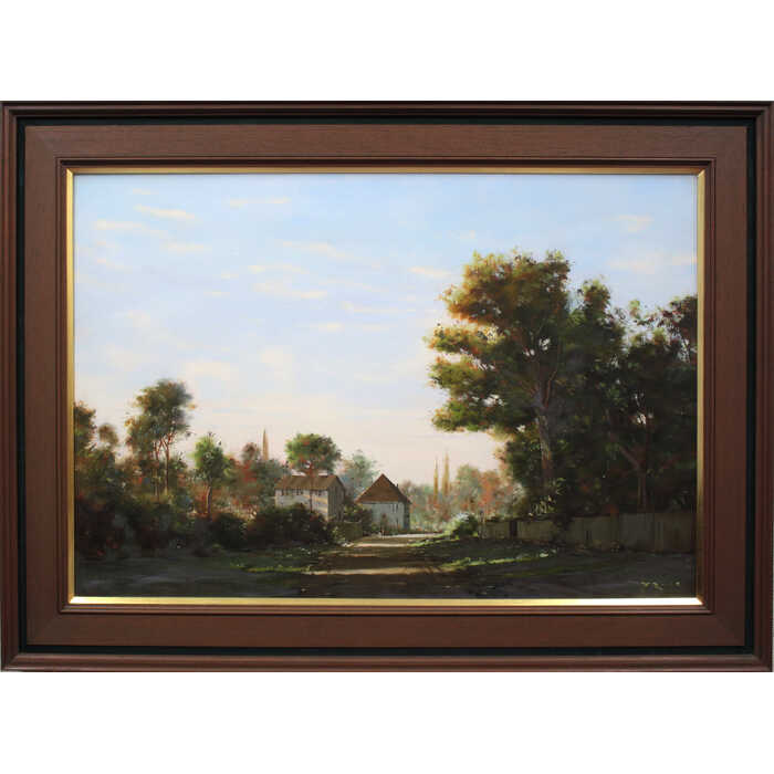 楽天市場】絵画 林朝路 油絵・油彩画 『秋のバルビゾン』 夕日 木 空