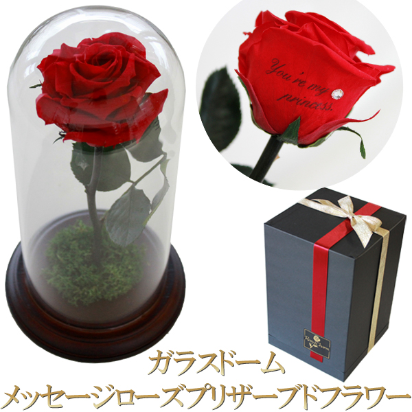 楽天市場】ガラスドーム メッセージローズ プリザーブドフラワー バラ