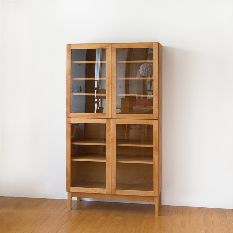 無垢材食器棚 ガラス引き戸｜ikususu FURNITURE｜無垢材家具・オーダー