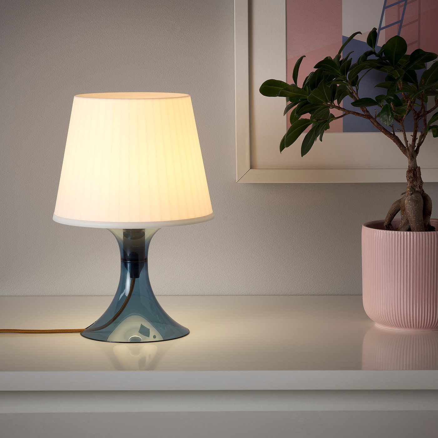 LAMPAN ラムパン テーブルランプ, ダークブルー/ホワイト, 29 cm - IKEA
