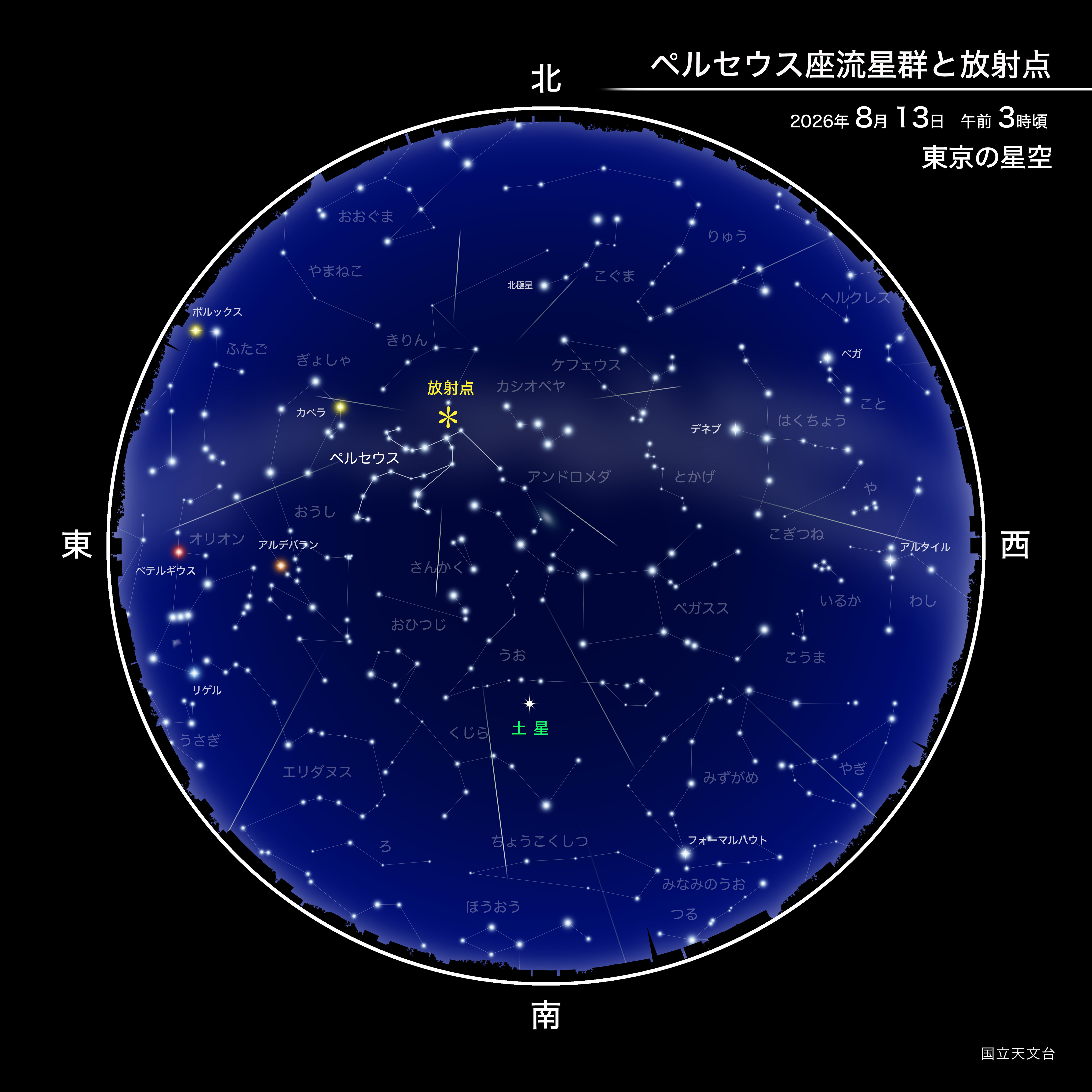 ペルセウス座流星群が極大（2026年8月） | 国立天文台(NAOJ)