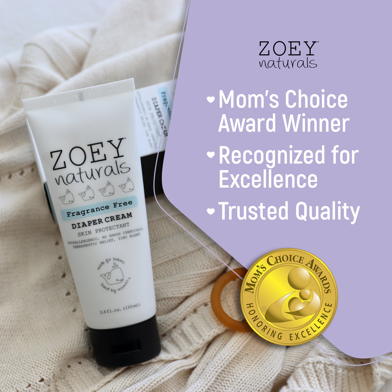 Zoey Naturals Zinc Oxide Diaper Rash Cream
