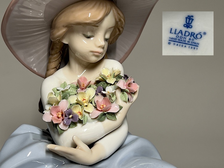 Lladr リヤドロ フィギュリン ロバに乗った少女 陶磁器 オブジェ