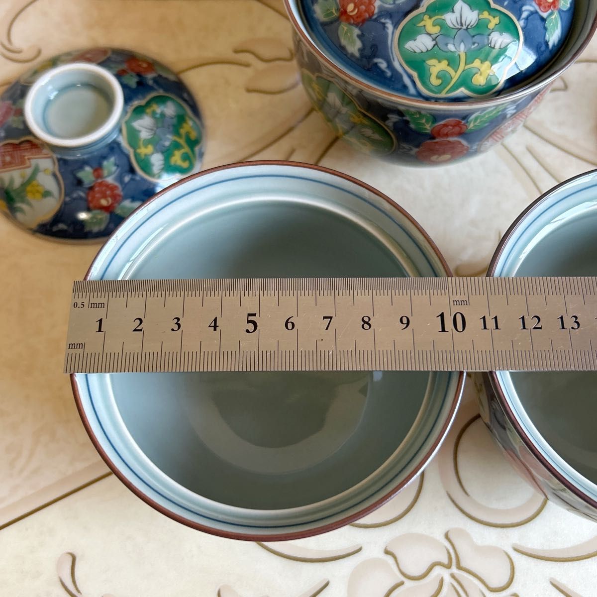 有田焼 祥楽窯 蓋付き碗揃 5客セット 茶碗蒸し器 小丼 金彩古伊万里 和