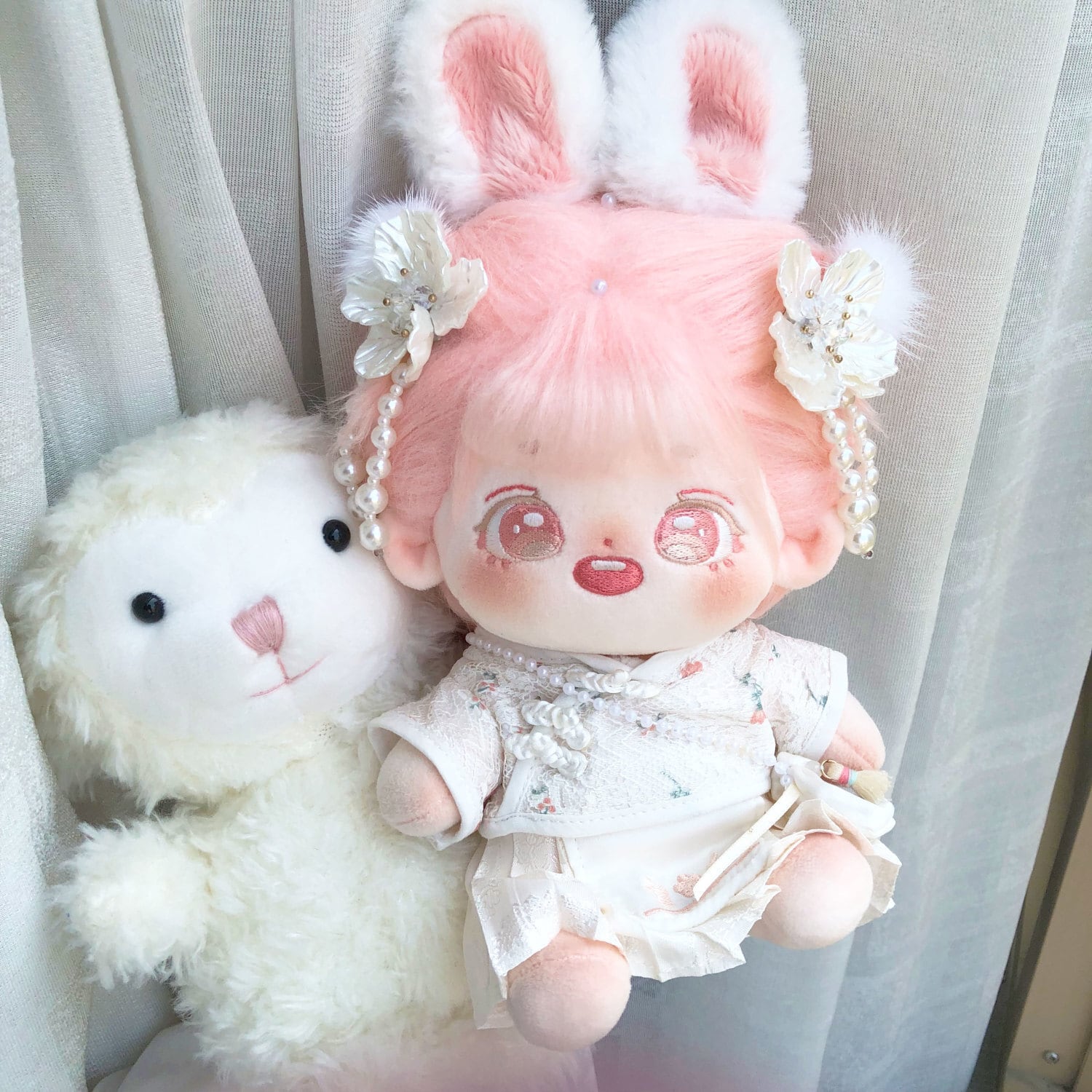 20cm 着せ替えぬいぐるみ 無属性 ピンクの髪ピンクの目女の子 bonny