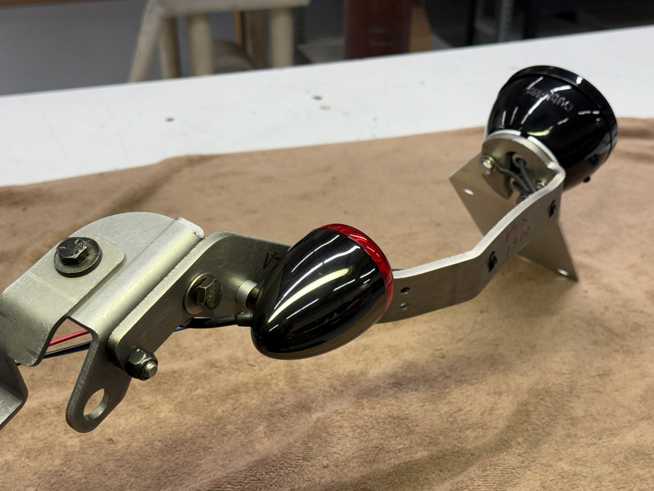 VINTAGE REAR LIGHT KIT WITH BLACK NICKEL SIGNALS VTX 1300 - Blue