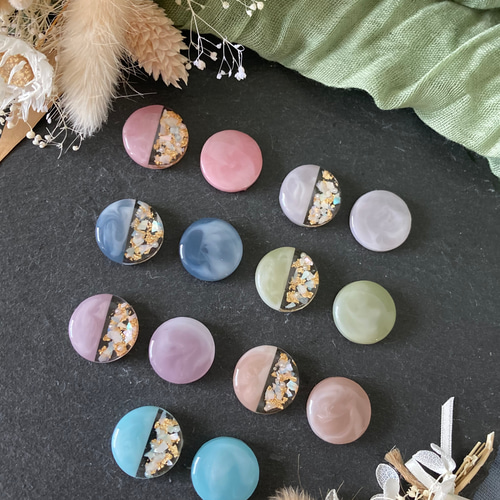 くすみカラー シェル ヘアゴム 2本セット レジン ヘアアクセサリー