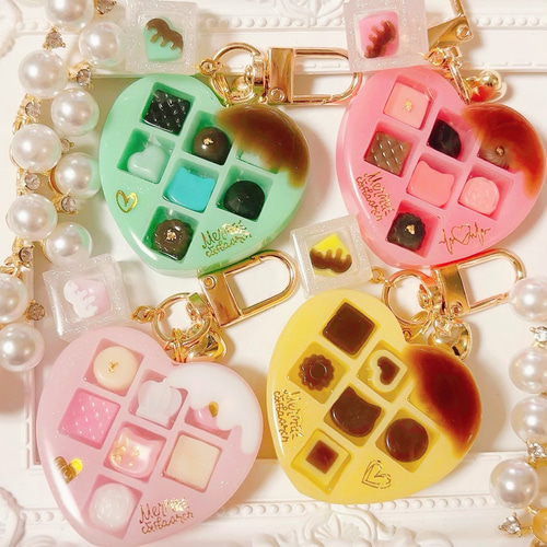 プリン メルティチョコボックス◇シャカシャカキーホルダー ハート