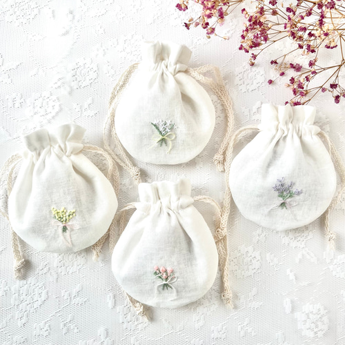 春の誕生花2026】お花の刺繍ポーチサシェ（匂い袋）＊ローズ（食品