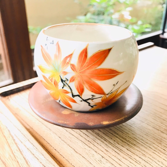 京焼・清水焼 陶あん】玉湯呑み もみじ 湯呑み 京焼・清水焼窯元 陶