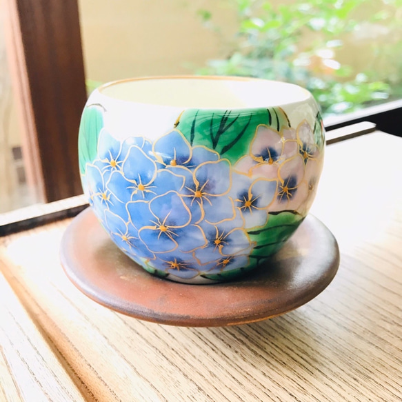 京焼・清水焼 陶あん】玉湯呑み 紫陽花 湯呑み 京焼・清水焼窯元 陶