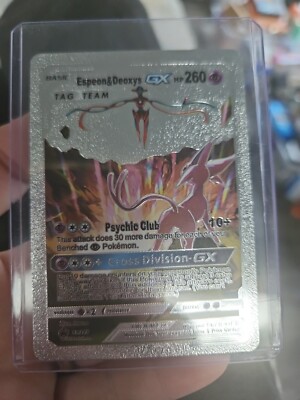 Espeon & Deoxys GX Tag Team Silver Foil Fan Art Textured Pokemon