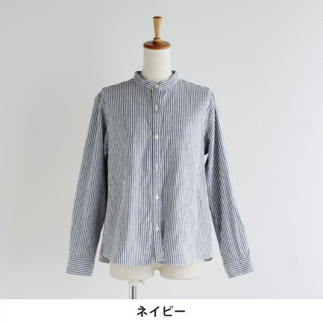 nofl】今治ストライプスタンドカラーシャツ 644209590 | ナチュラル服