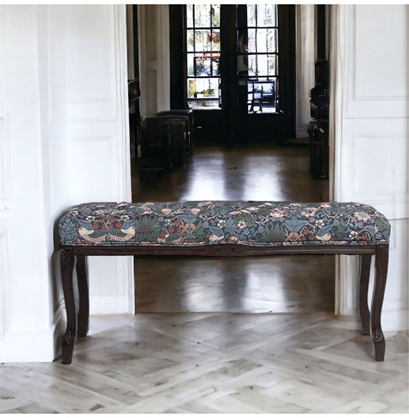 フレンチテイスト 猫脚ベンチスツール（イチゴ泥棒）｜Y-KAGU(輸入家具