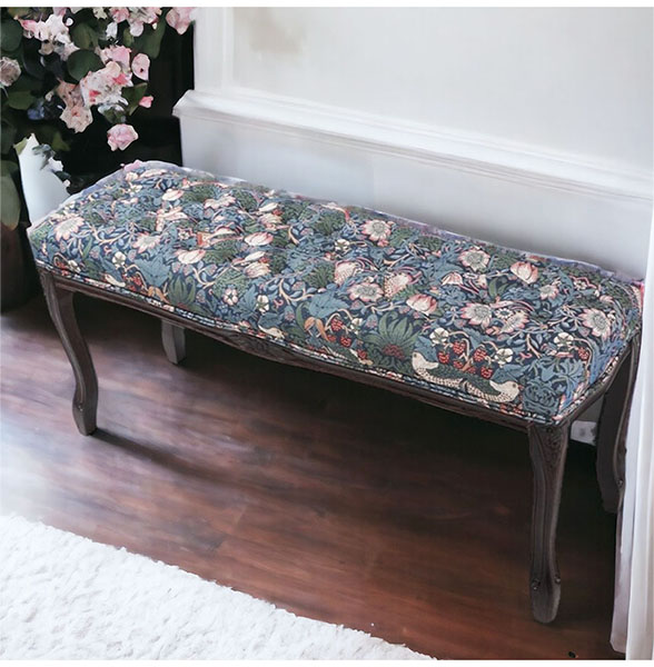 フレンチテイスト 猫脚ベンチスツール（イチゴ泥棒）｜Y-KAGU(輸入家具