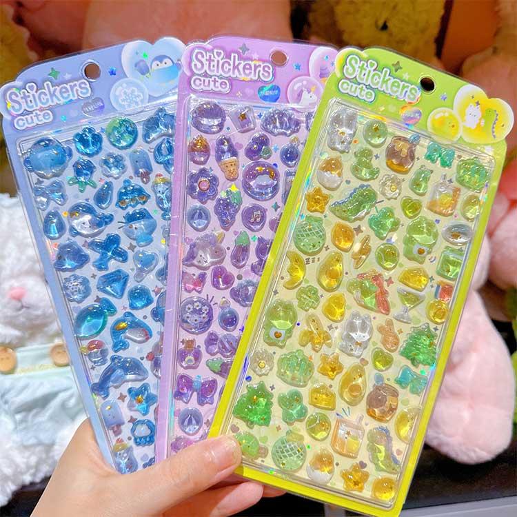 3枚セット 手帳 ぷくぷくシール 可愛い DIY用 3Dシール ぷっくり 装飾