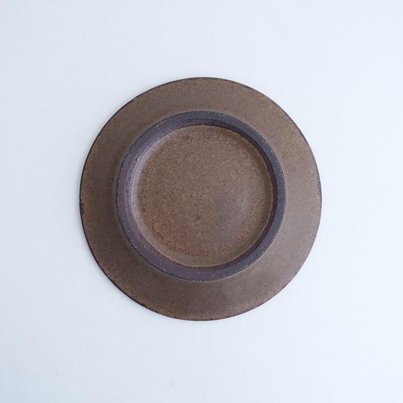 小澤基晴 *ブロンズ しのぎ 7寸皿*ブラウン茶プレート器うつわ食器
