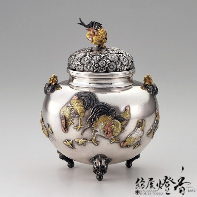 香炉/香器『高岡銅器【金鶏鳥香炉】銀製/青鳳作』竹中銅器 | 取扱い