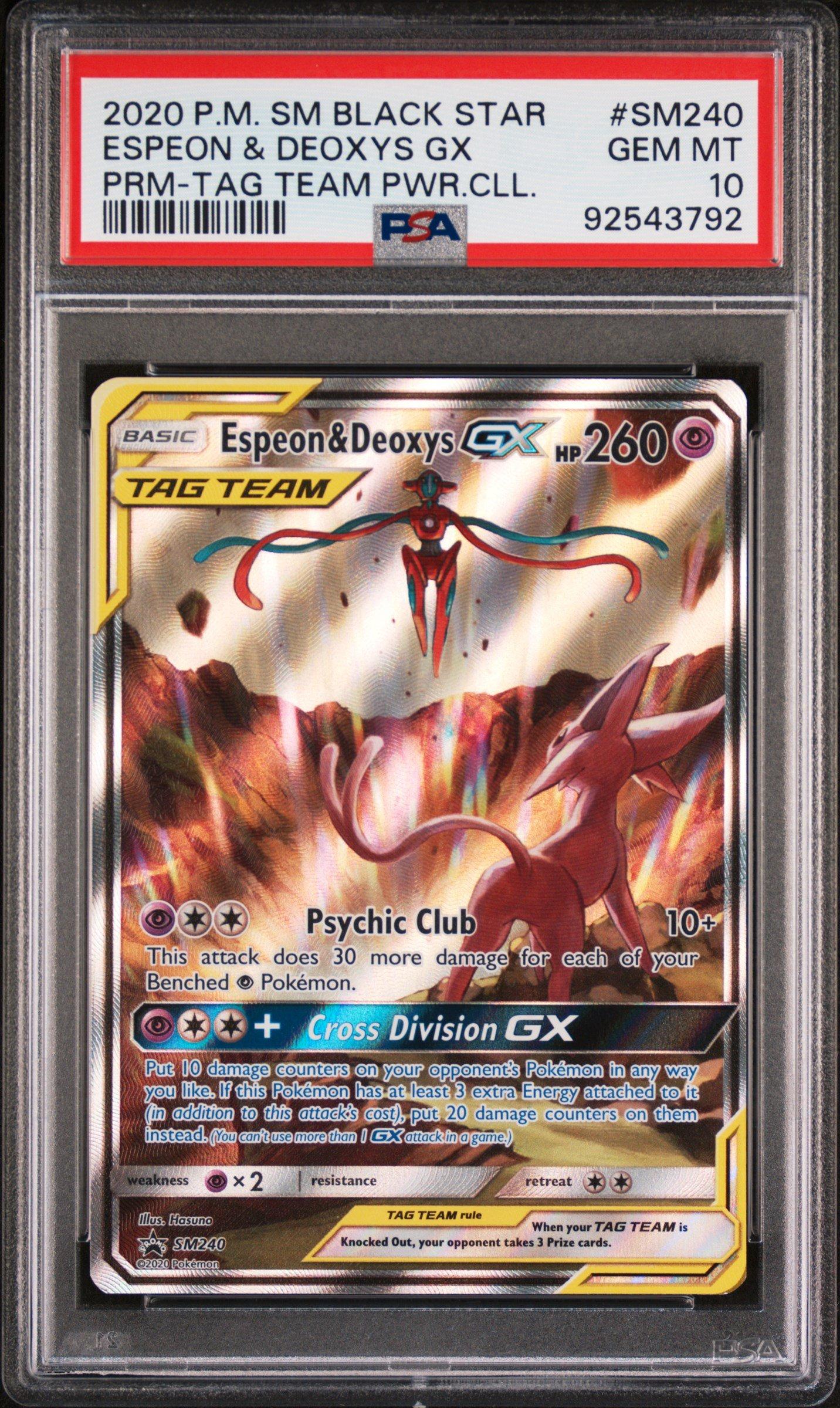 2020 Pokemon Sm Black Star Promo Sm240 Espeon & Deoxys Gx Tag Team