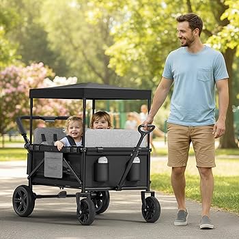 Amazon.com : MomZi 4 Seater Wagon Stroller with Removable Canopy