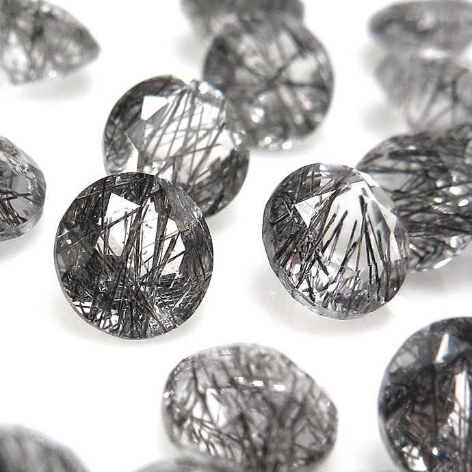 天然石ルース 裸石 ブラックルチルクオーツ ブラックトルマリンイン