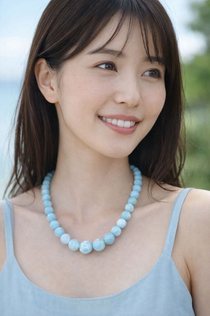 ラリマーネックレスNO25-1793 ラリマー ドミニカ共和国産 ペンダント トップ フラワー ネックレス