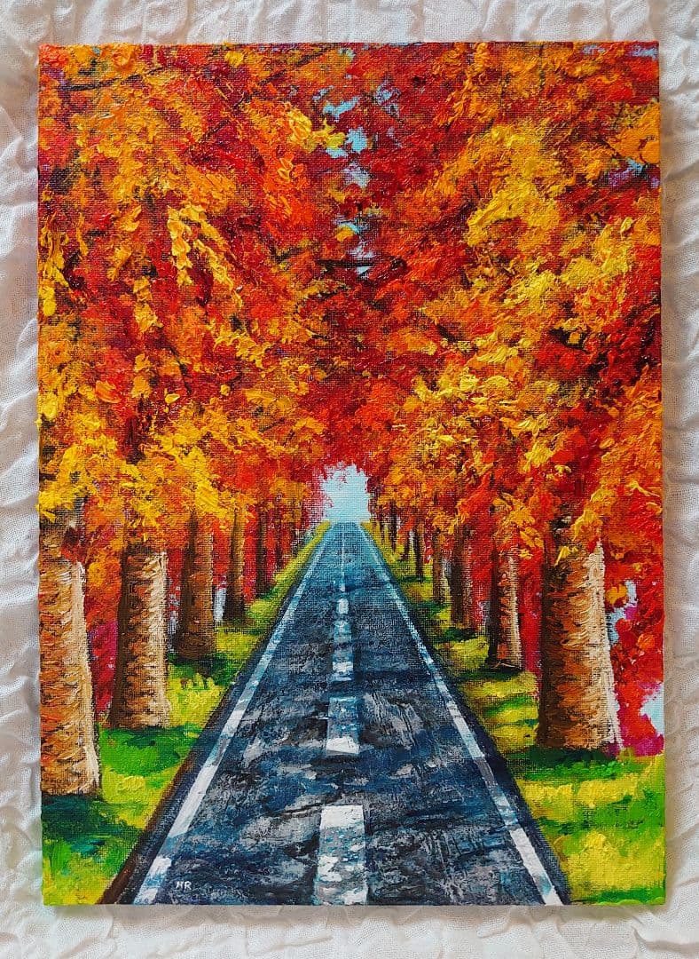 油絵 絵画 【秋の道】 - メルカリ