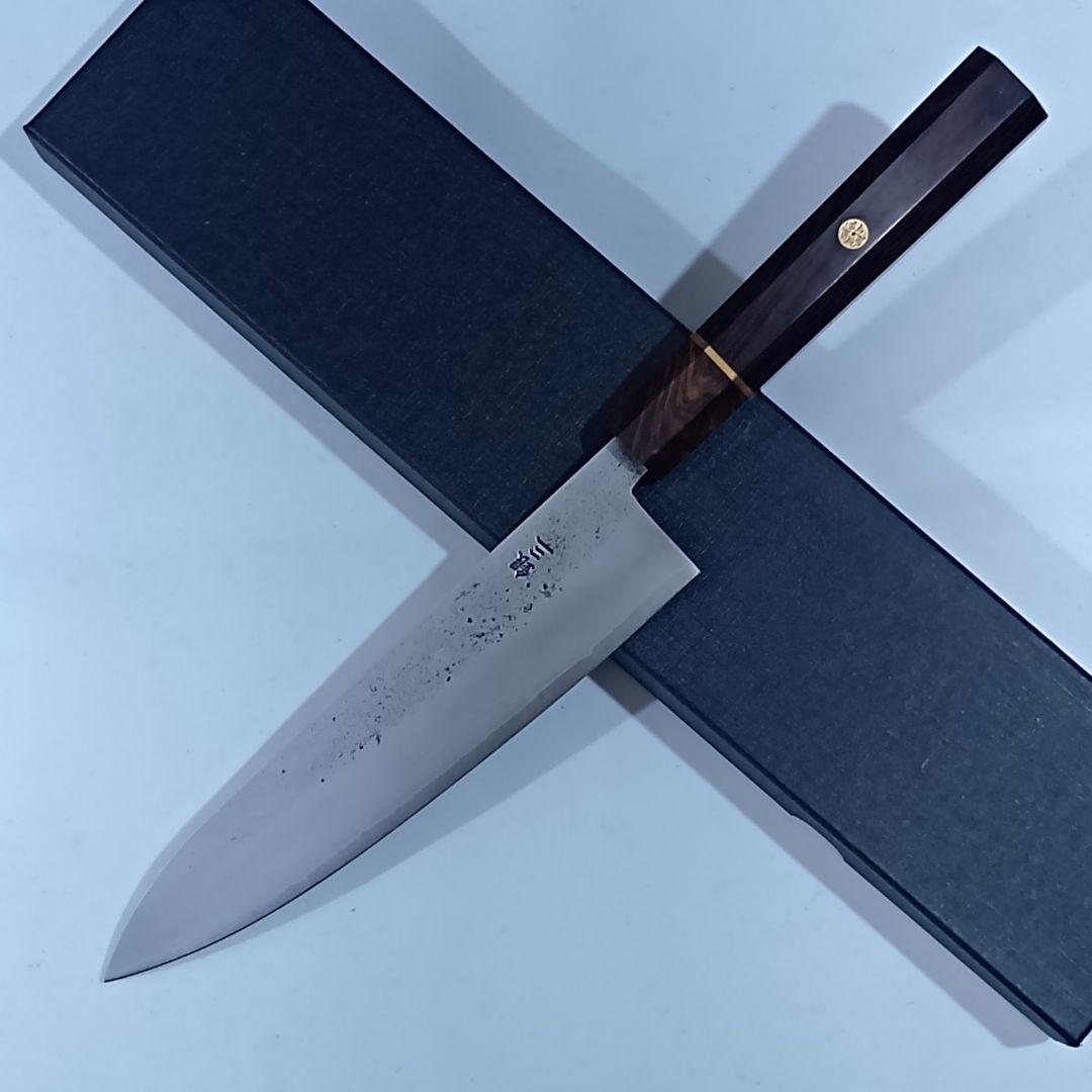 銀三 本鍛造 なしじ 和牛刀 包丁 21cm 牛刀 黒檀八角柄 銀三 本鍛造 なしじ 和牛刀 包丁 21cm 牛刀 黒檀八角柄 - メルカリ