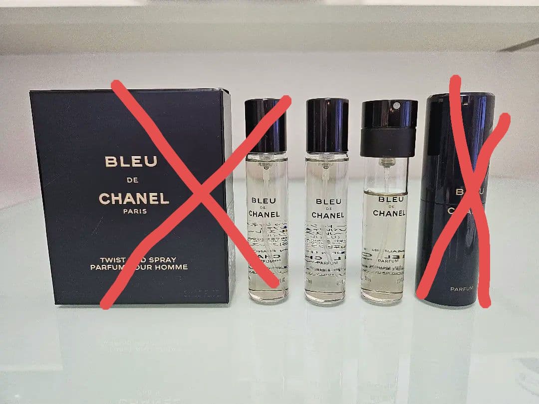 BLUE DE CHANELトラベルスプレイリフィル(未使用品1本使用済み1本) シャネル ブルードゥシャネル パルファム トラベル スプレイ リフィル