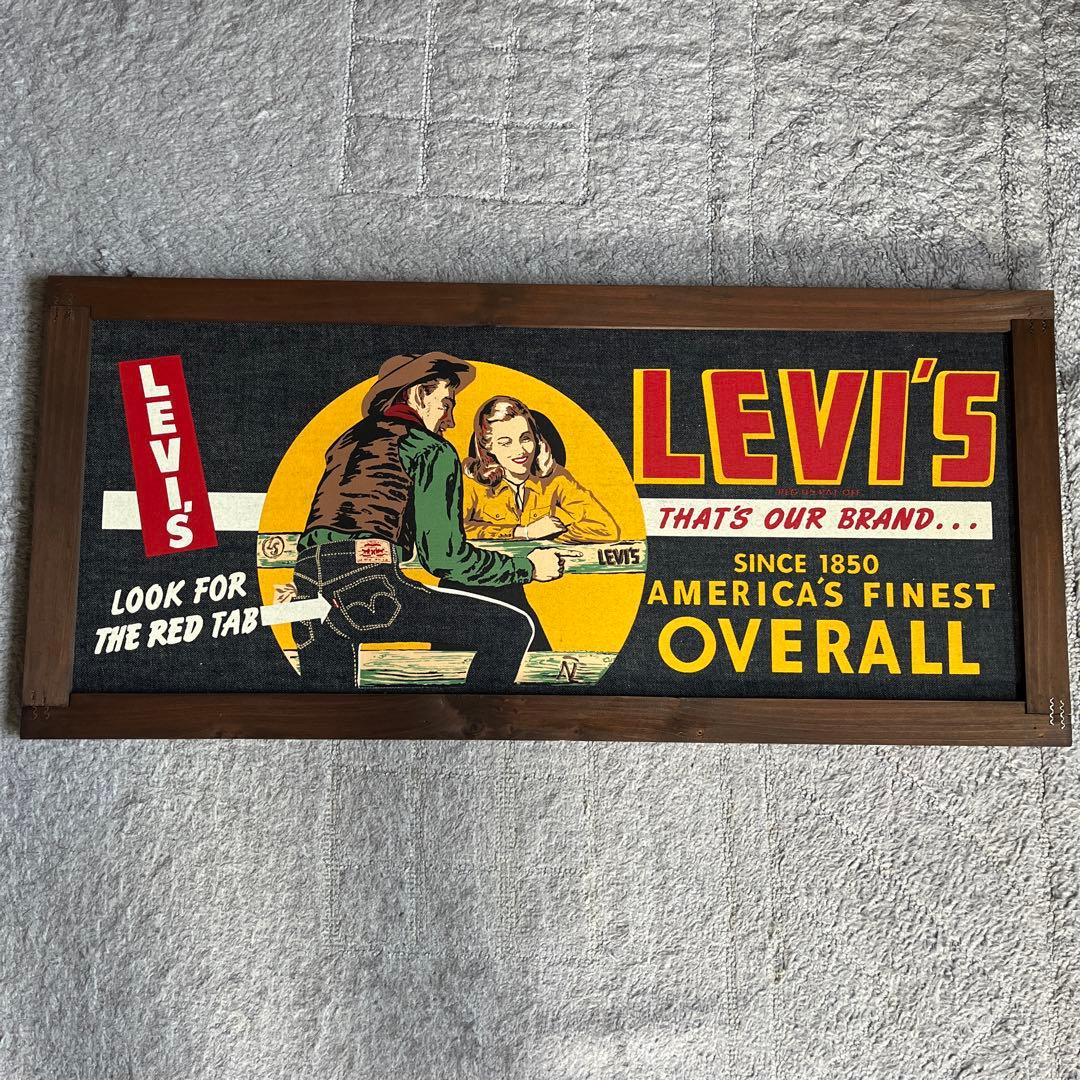 希少レア！リーバイス LEVI'S販促用デニムバナー木枠付きビンテージ LEVI'S ADVERTISING DENIM BANNER - 古着屋 ｜ mushroom
