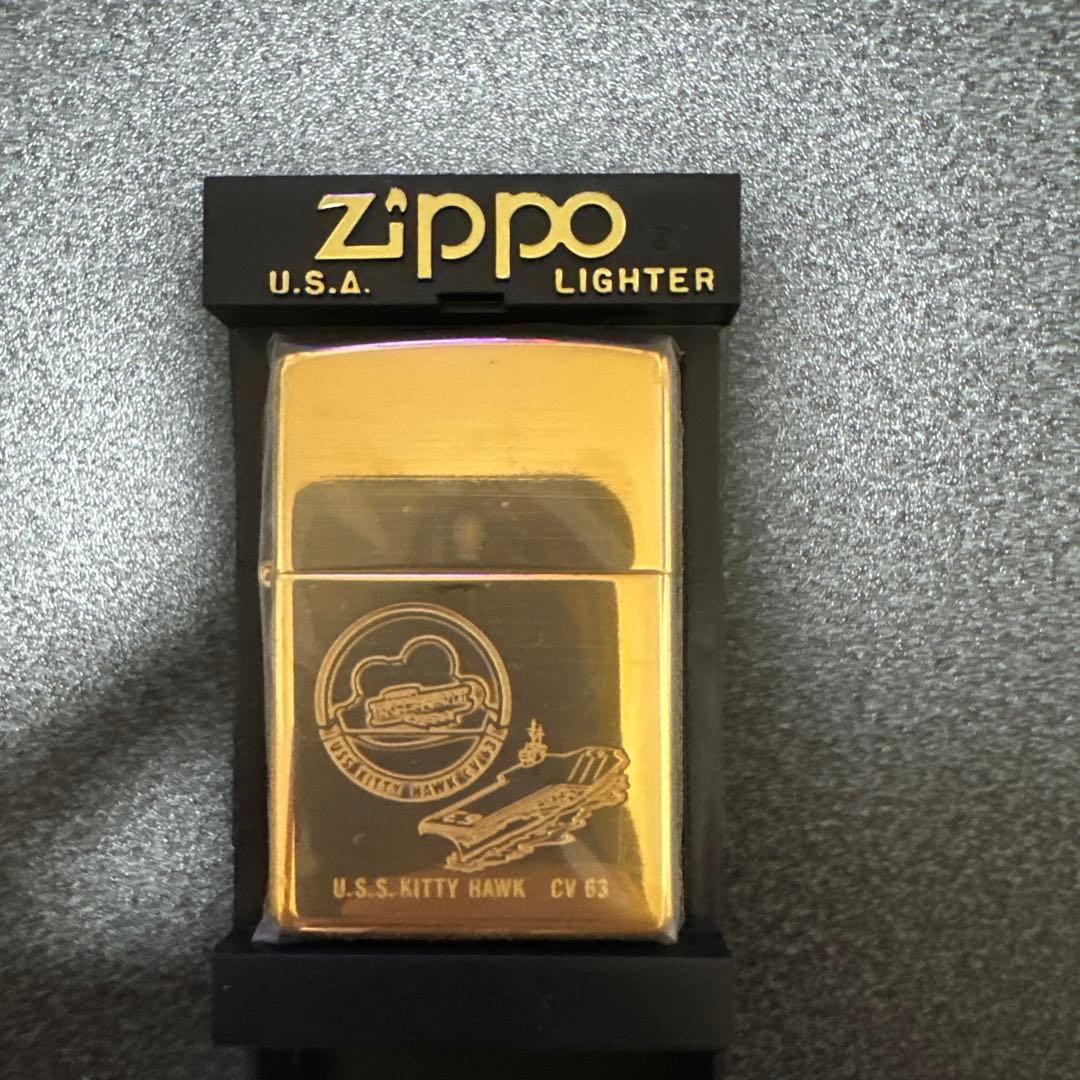 その他 USS KITTY HAWK CV-63 Zippo USS KITTY HAWK CV-63 Solid Brass Zippo Oil Lighter 1994 Unfired