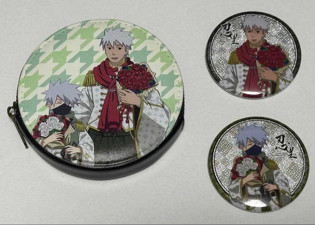 NARUTO ニジゲンノモリ　忍里　缶バッジ　はたけサクモ カカシ セット NARUTO ナルト はたけサクモ 缶バッジ 忍里 木ノ葉の白い牙 - メルカリ