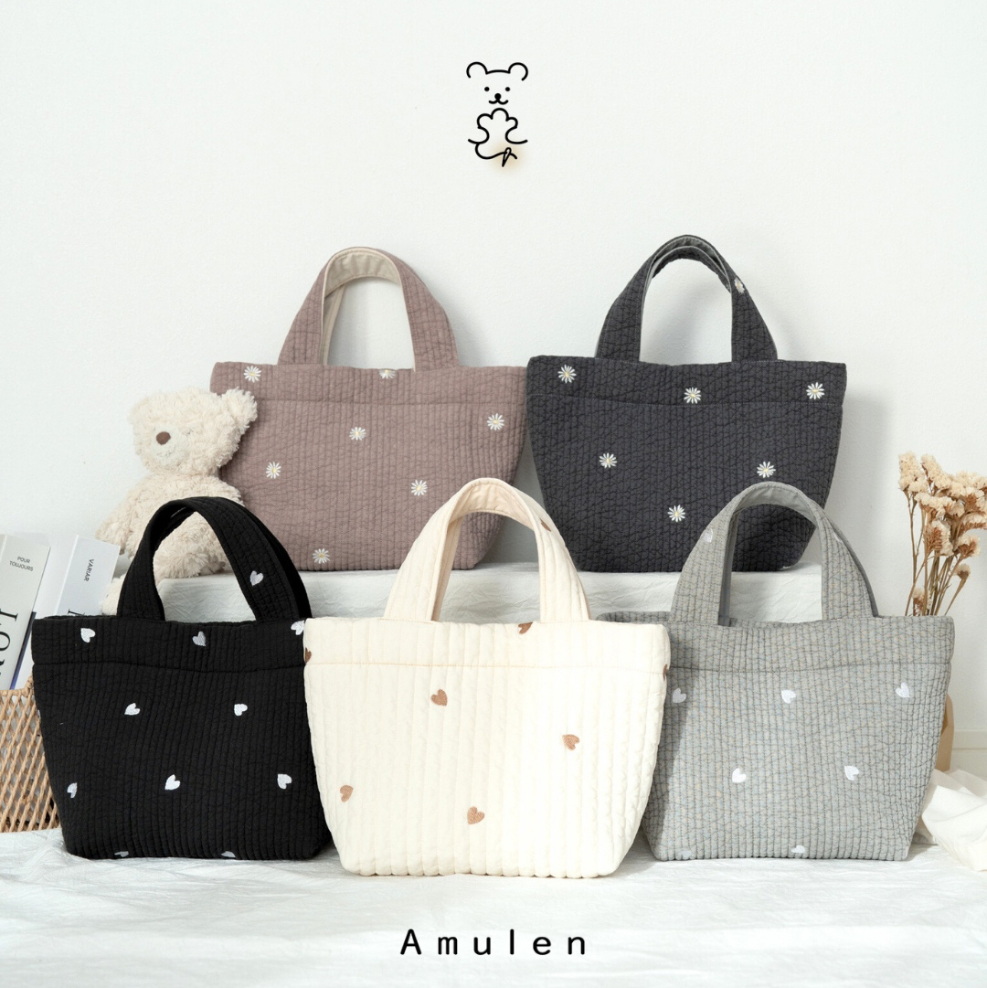 再販☆イエローストライプ×グレーランダムドット☆ ハンドメイド