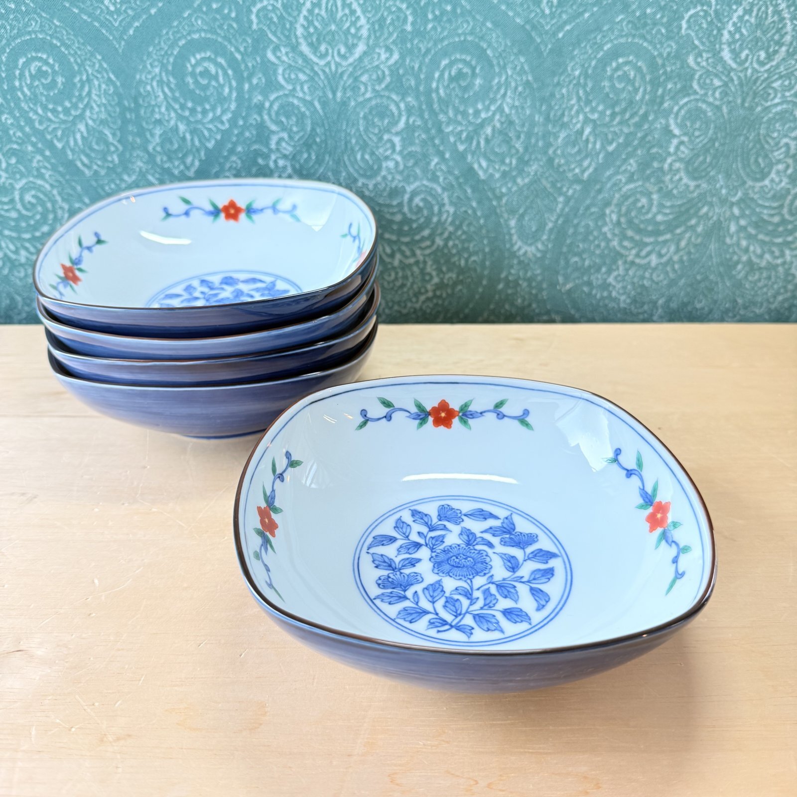 平安橘吉 たち吉 色絵 煮物鉢 5客揃 花 TACHIKICHI 和食器
