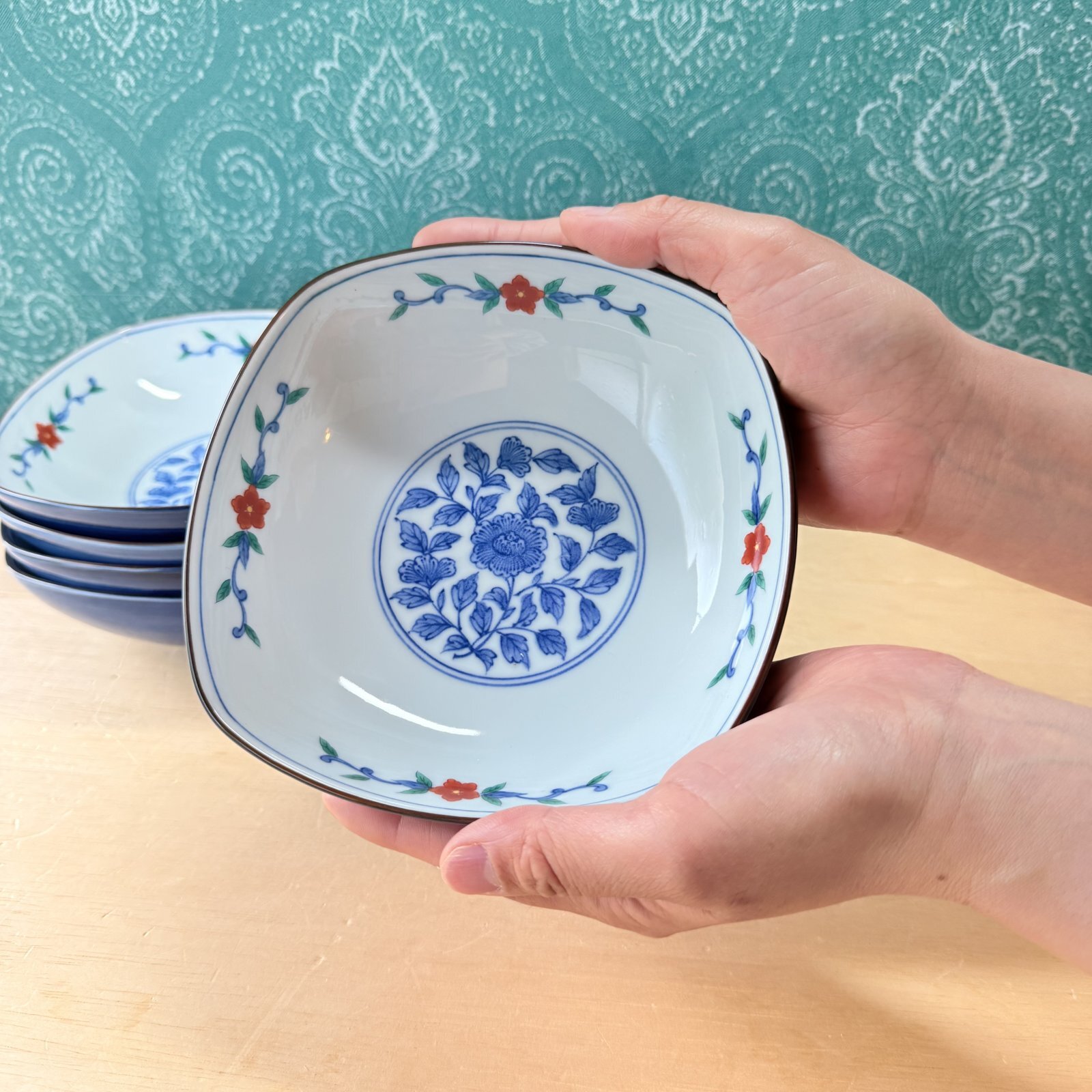 平安橘吉 たち吉 色絵 煮物鉢 5客揃 花 TACHIKICHI 和食器